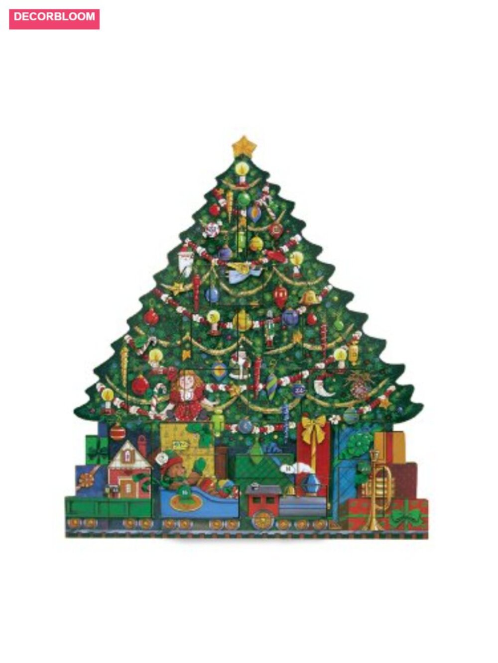 Wooden Christmas Tree Advent Calendar 24 Doors Countdown